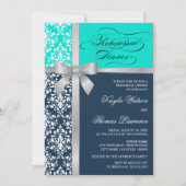 Damask Faux Silver Ribbon Rehearsal Dinner Kaart (Voorkant)