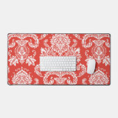 Damask Fire Red Designer Matching Color Bureaumat (Keyboard & Muis)