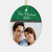 Damask First Kerstbruiloft Ornament (jager) (Rechts)