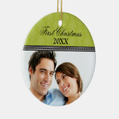 Damask First Kerstbruiloft Ornament (olijf) (Rechts)