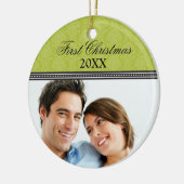 Damask First Kerstbruiloft Ornament (olijf) (Links)