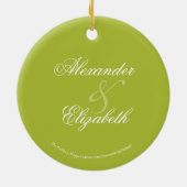Damask First Kerstbruiloft Ornament (olijf) (Achterkant)