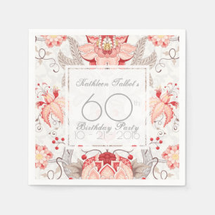 Damask Floral 60e verjaardag Party Papier servet