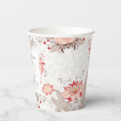 Damask Floral 80e verjaardag partij papier beker (Achterkant)