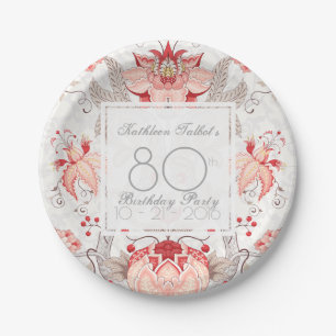Damask Floral 80th Birthday Party Paper Bord