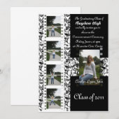 Damask floral film bande invitation - pour customi (Devant / Derrière)