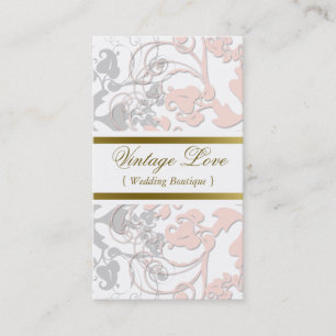 Damask Floral Flourish Chic Pink Elegant Visitekaartje