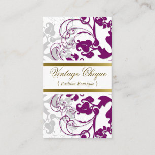 Damask  Floral Flourish Paarse Wine Elegant Visitekaartje