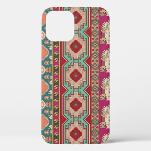 Damask Floral Geometrisch Kleurrijke Patchwork iPhone 12 Hoesje