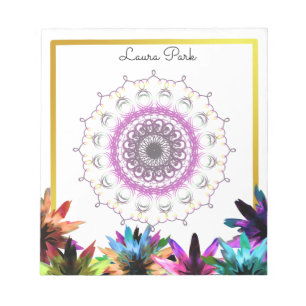 Damask Floral Gold Faux Personalized Cute Girly Notitieblok