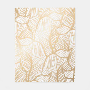 Damask floral gold Fleece Blanket Deken