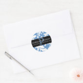 Damask Floral Monogram Cirkel Adres Label (Envelop)