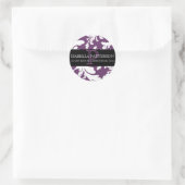 Damask Floral Monogram Cirkel Adres Label (Tas)