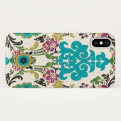 Damask Floral Pattern Plum Turquoise Case-Mate iPhone Case (Achterkant (horizontaal))