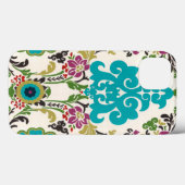 Damask Floral Pattern Plum Turquoise Case-Mate iPhone Case (Achterkant (horizontaal))