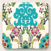 Damask Floral Pattern Plum Turquoise Drankjes Onderzetter (Voorkant)