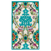 Damask Floral Pattern Plum Turquoise Klein Cadeauzakje (Achterkant)