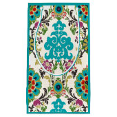 Damask Floral Pattern Plum Turquoise Klein Cadeauzakje (Voorkant)