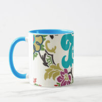 Damask Floral Pattern Plum Turquoise
