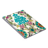Damask Floral Pattern Plum Turquoise Notitieboek (Rechterzijde)