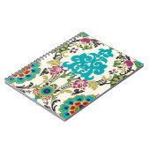 Damask Floral Pattern Plum Turquoise Notitieboek (Linkerzijde)