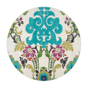 Damask Floral Pattern Plum Turquoise Snijplank