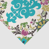 Damask Floral Pattern Plum Turquoise Tissuepapier (Detail)