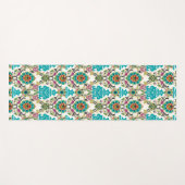 Damask Floral Pattern Plum Turquoise Yogamat (Voorkant (horizontaal))