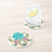 Damask Floral Pattern Plum Turquoise Zandsteen Onderzetter (Zijkant)