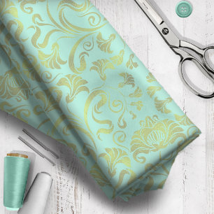Damask Floral Shimmer Gold op een willekeurige kle Stof
