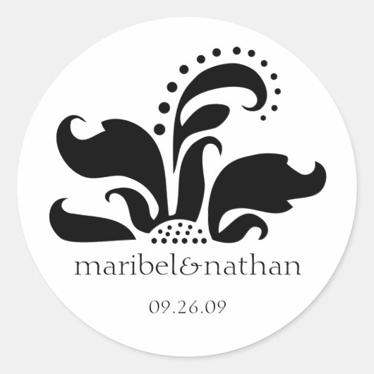 Damask Flower Design Ronde Sticker (Voorkant)