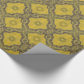 Damask Flowers  Bohemian Pattern Old Gold Cadeaupapier (Hoek)