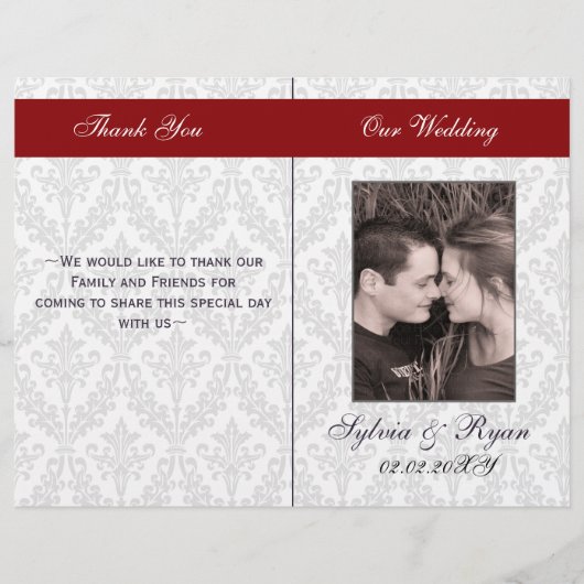 Damask Folding Programmes de mariage photo (Devant)