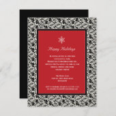 Damask Framed Holiday Party Uitnodiging (Voorkant / Achterkant)