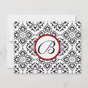 Damask Frontières Côté Rouge Trim Mariage RSVP