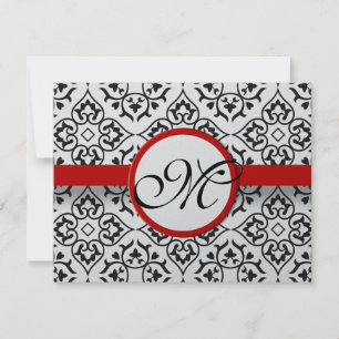 Damask Frontières Côté Rouge Trim Mariage RSVP