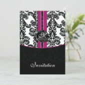 damask fuchsia faire-part de mariage (Debout devant)