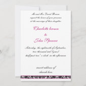 damask fuchsia faire-part de mariage (Dos)