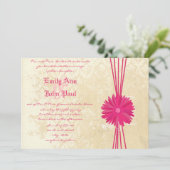 Damask Fuchsia Gerber Daisy Faire-part de mariage (Debout devant)