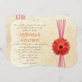 Damask Fuchsia Gerber Daisy Faire-part de mariage (Devant / Derrière)