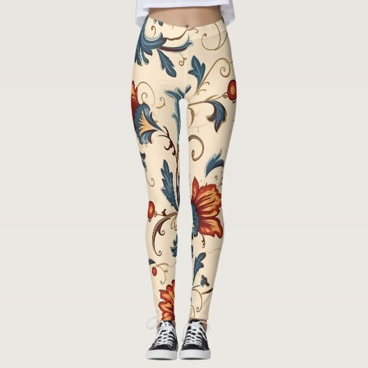 Damask  Fun jaren 60 Groovy Pattern Leggings (Voorkant)