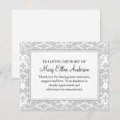 Damask Funeral Note Card Flat Bereavement Note Notitiekaartje (Voorkant / Achterkant)