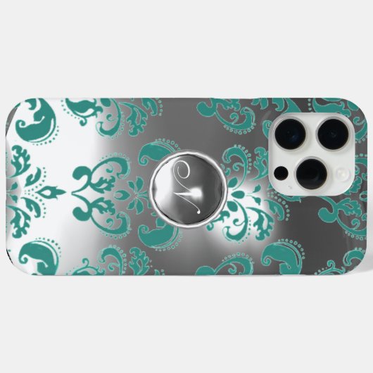 DAMASK GEM MONOGRAM blauw wit Case-Mate iPhone Case (Achterkant (horizontaal))