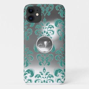 DAMASK GEM MONOGRAM blauw wit iPhone 11 Hoesje