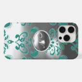 DAMASK GEM MONOGRAM bleu blanc (Verso Horizontal)