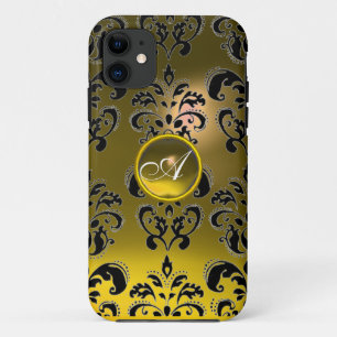 DAMASK GEM MONOGRAM geel iPhone 11 Hoesje