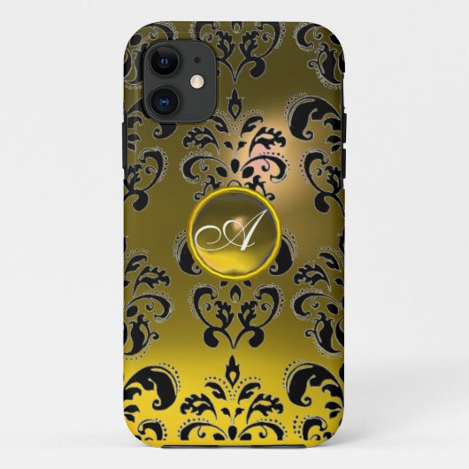 DAMASK GEM MONOGRAM geel Case-Mate iPhone Case (Achterkant)