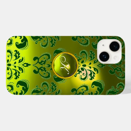 DAMASK GEM MONOGRAM geel groen Case-Mate iPhone Case (Achterkant (horizontaal))