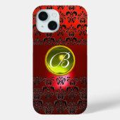 DAMASK GEM MONOGRAM Geel rood Case-Mate iPhone Case (Achterkant)