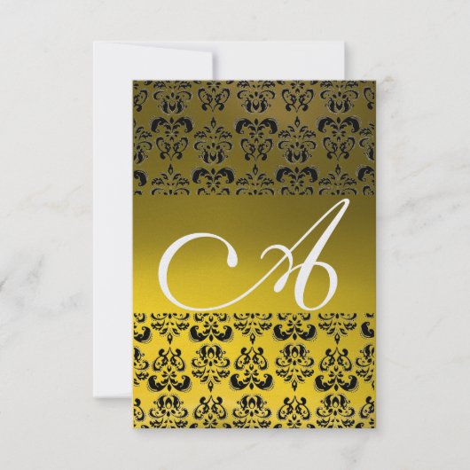DAMASK GEM MONOGRAM geel rsvp-ijs Kaart (Voorkant)